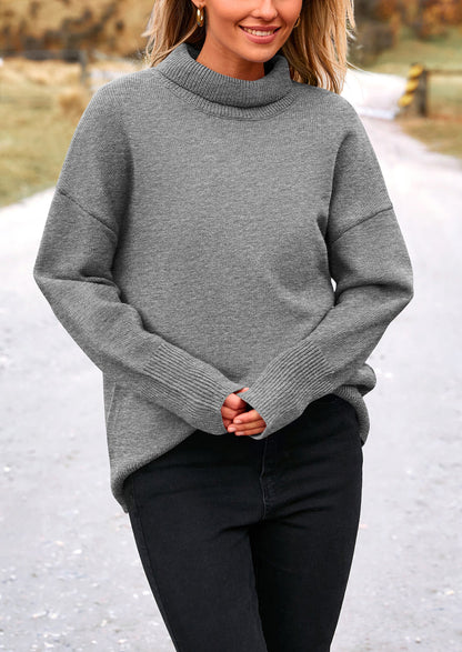 PRETTYGARDEN Women's Turtleneck Oversized Sweater Long Sleeve Chunky Knit Pullover Casual Winter Jumper Tops