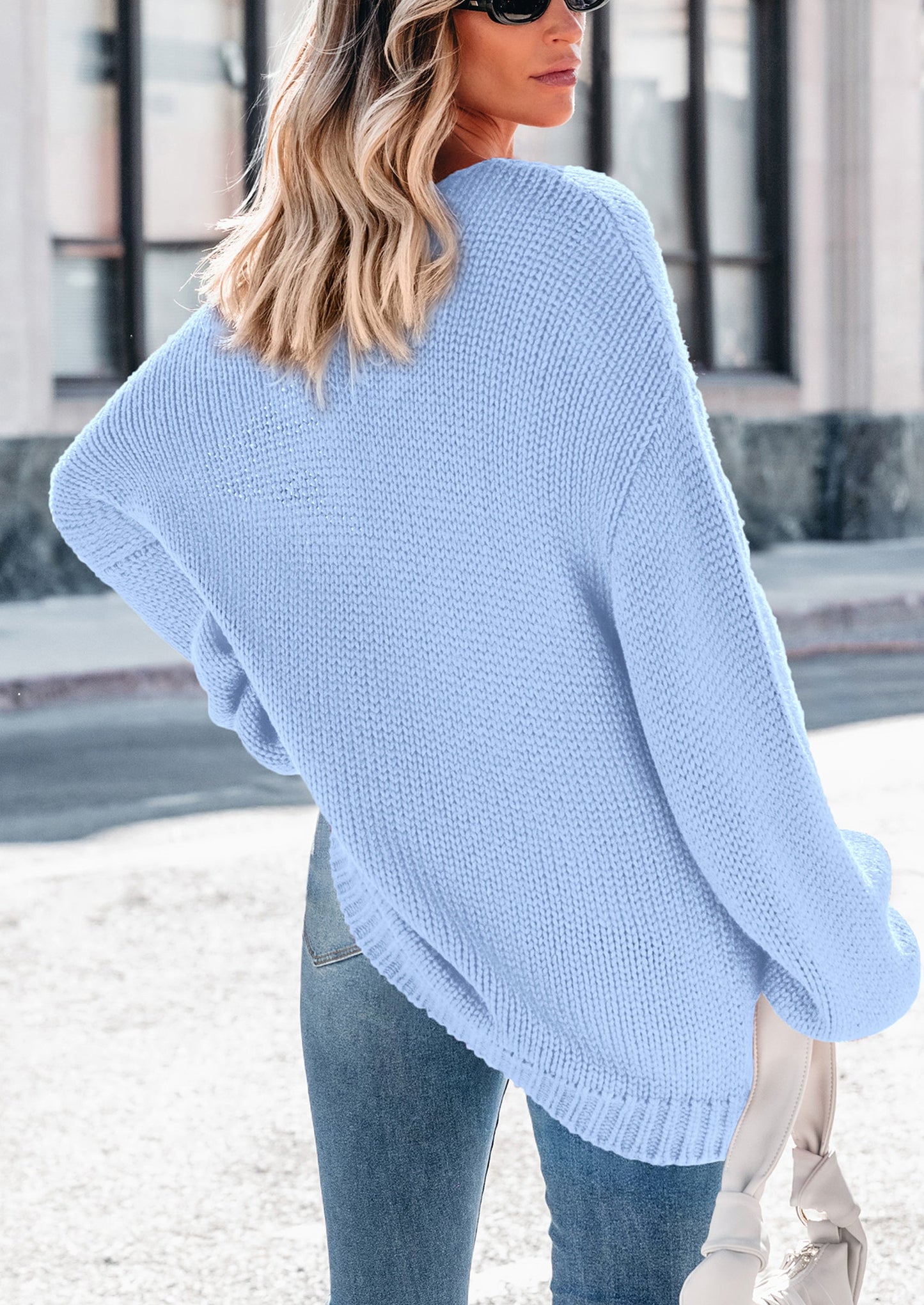 PRETTYGARDEN Women's Fall Oversized Sweaters Long Sleeve V Neck Dressy Casual Chunky Knit Loose Pullover Tops Winter Clothing