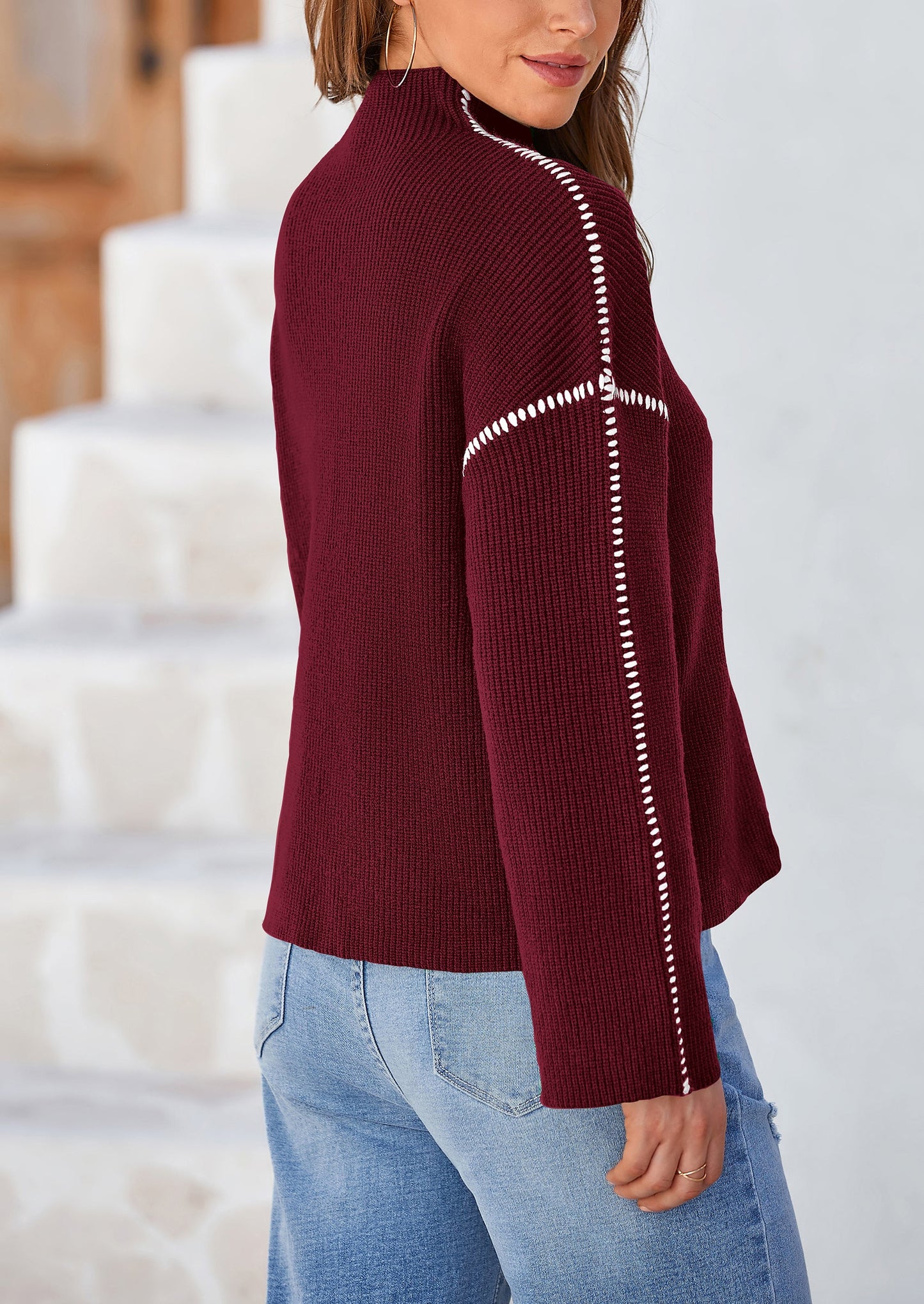 PRETTYGARDEN Women's Chunky Knit Sweaters Fall Long Sleeve Mock Neck Oversized Pullover Tops Winter Fashion Clothes