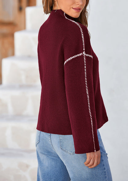 PRETTYGARDEN Women's Chunky Knit Sweaters Fall Long Sleeve Mock Neck Oversized Pullover Tops Winter Fashion Clothes