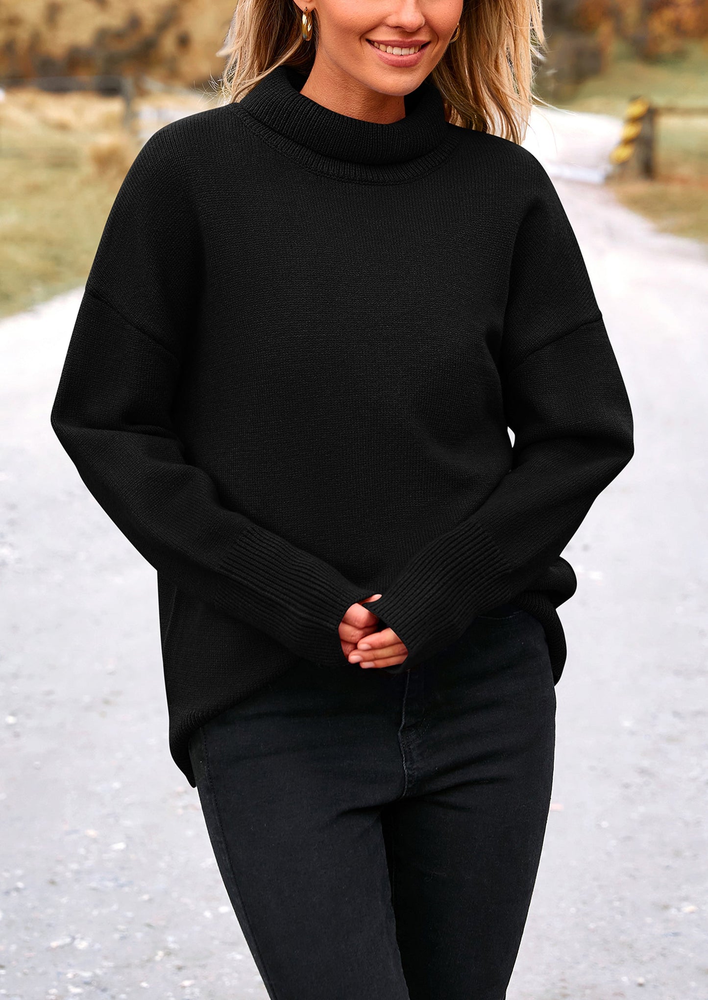 PRETTYGARDEN Women's Turtleneck Oversized Sweater Long Sleeve Chunky Knit Pullover Casual Winter Jumper Tops