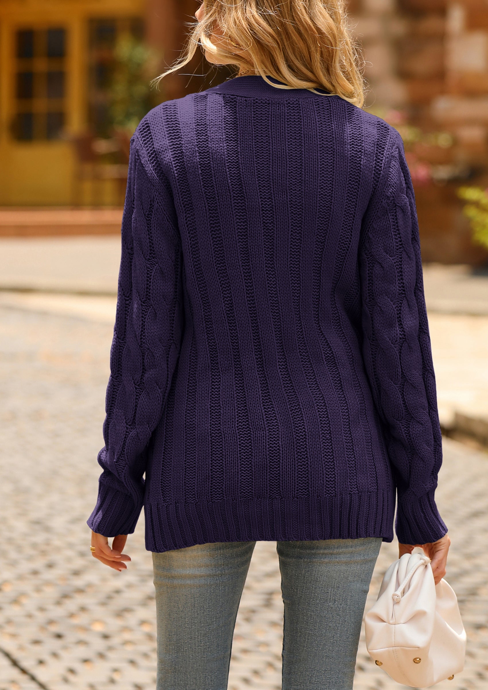 PRETTYGARDEN Women's Open Front Cardigan Sweaters Fall Fashion Button Down Cable Knit Chunky Winter Outerwear Coats