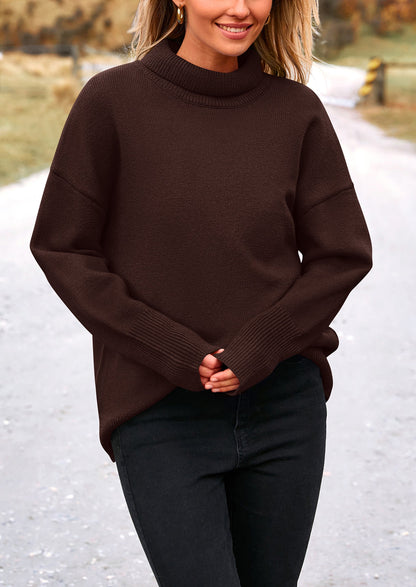 PRETTYGARDEN Women's Turtleneck Oversized Sweater Long Sleeve Chunky Knit Pullover Casual Winter Jumper Tops