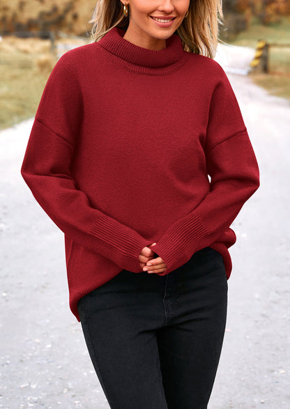 PRETTYGARDEN Women's Turtleneck Oversized Sweater Long Sleeve Chunky Knit Pullover Casual Winter Jumper Tops