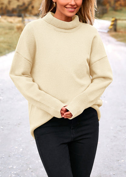 PRETTYGARDEN Women's Turtleneck Oversized Sweater Long Sleeve Chunky Knit Pullover Casual Winter Jumper Tops