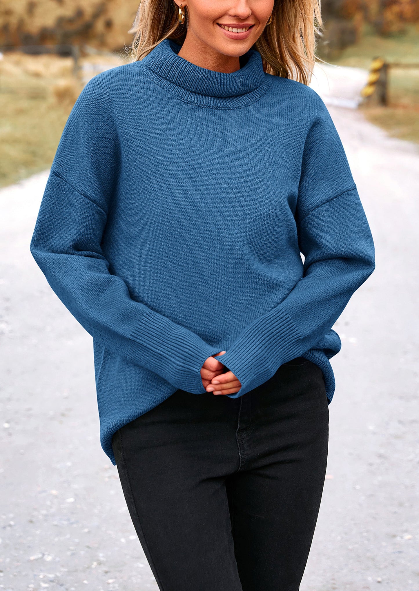 PRETTYGARDEN Women's Turtleneck Oversized Sweater Long Sleeve Chunky Knit Pullover Casual Winter Jumper Tops