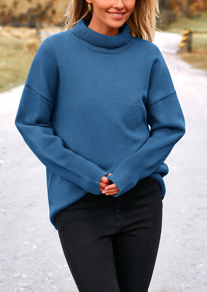 PRETTYGARDEN Women's Turtleneck Oversized Sweater Long Sleeve Chunky Knit Pullover Casual Winter Jumper Tops