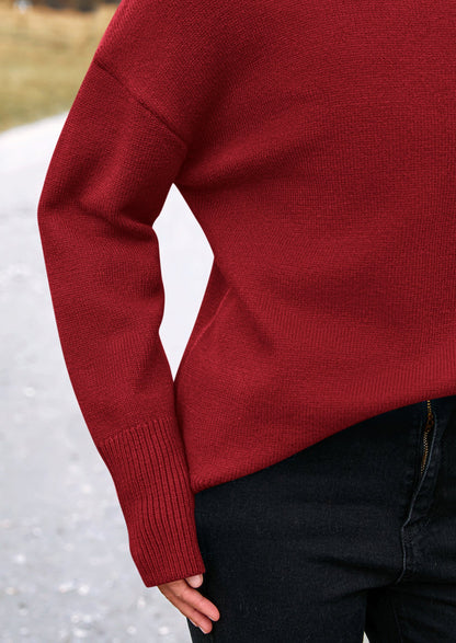 PRETTYGARDEN Women's Turtleneck Oversized Sweater Long Sleeve Chunky Knit Pullover Casual Winter Jumper Tops