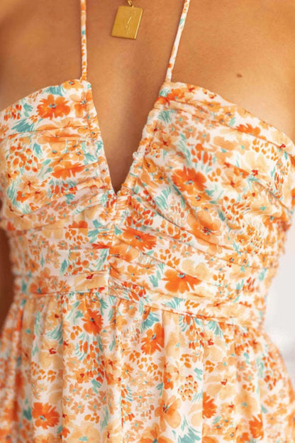 Tiered Halter Neck Printed Cami Dress