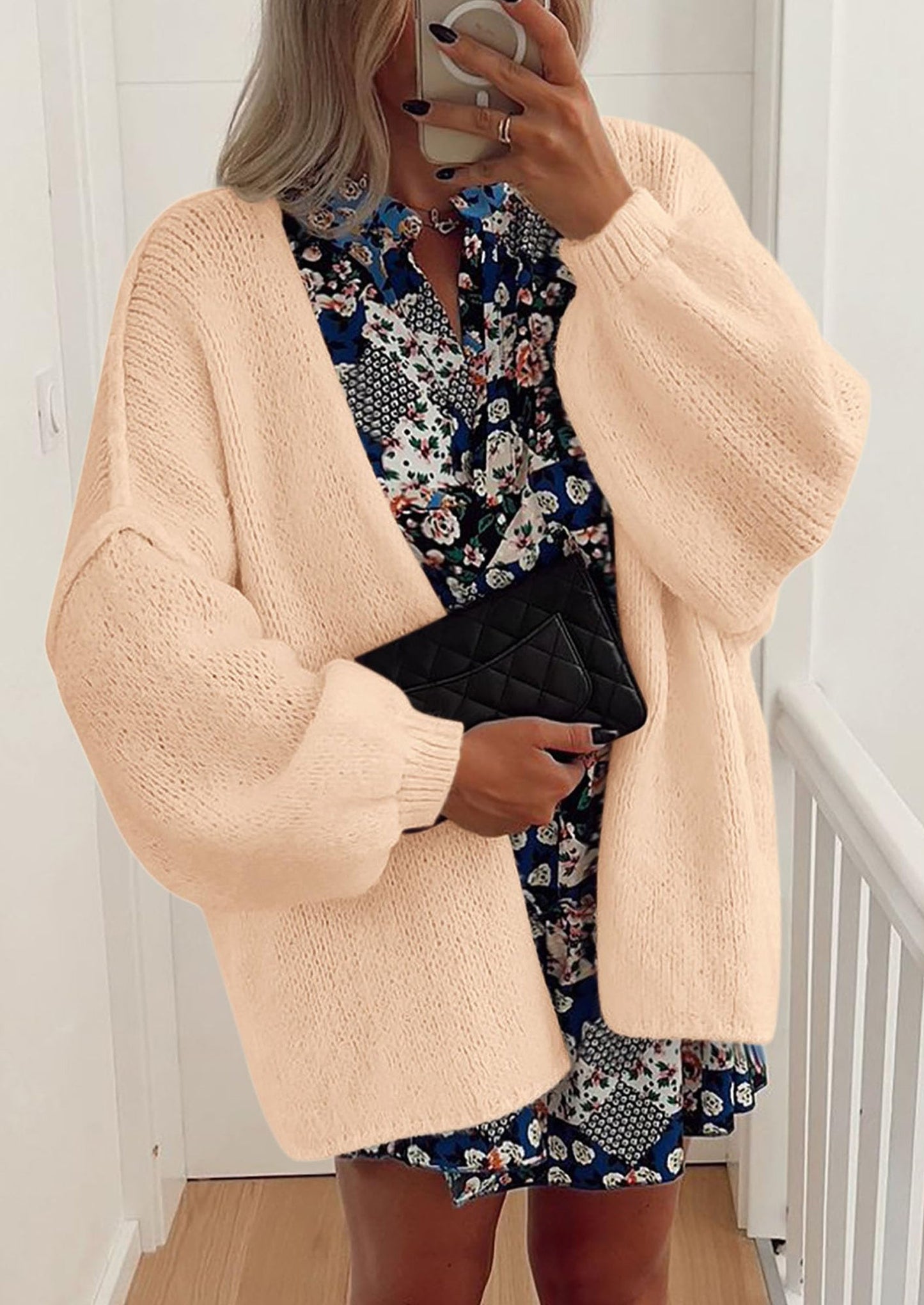 PRETTYGARDEN Womens Oversized Cardigan Sweaters Fall Long Lantern Sleeve Knit Open Front Lightweight Sweater