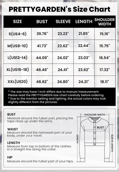 PRETTYGARDEN Women's Knit Cardigan Sweaters Casual Long Sleeve Open Front Button Down Trendy Jackets Outerwear