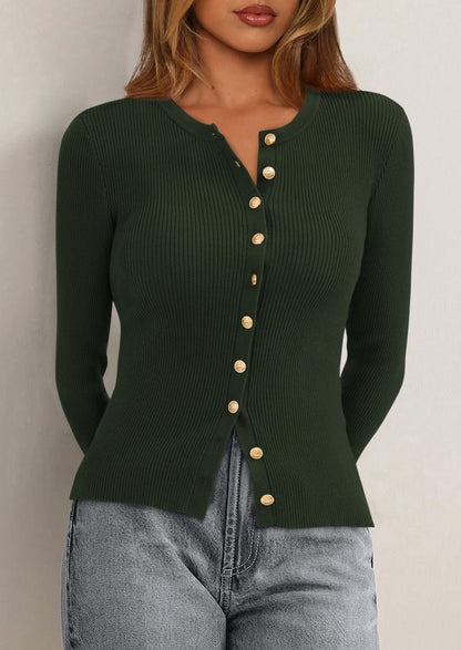 PRETTYGARDEN Womens Fall Cardigan Sweaters Lightweight Long Sleeve Button up Ribbed Knit Tops Winter Fashion Clothes