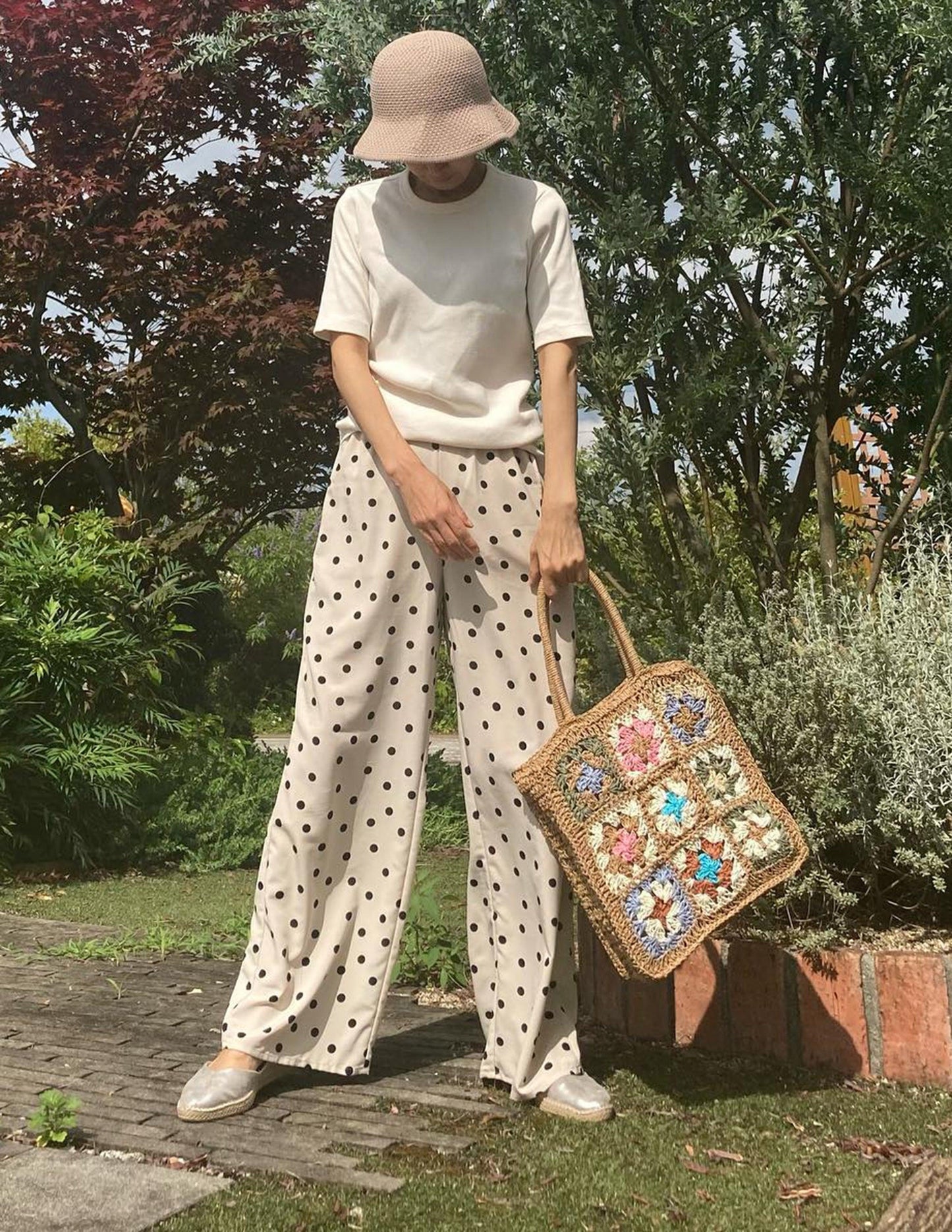 Coloured Flower Woven Straw Bag