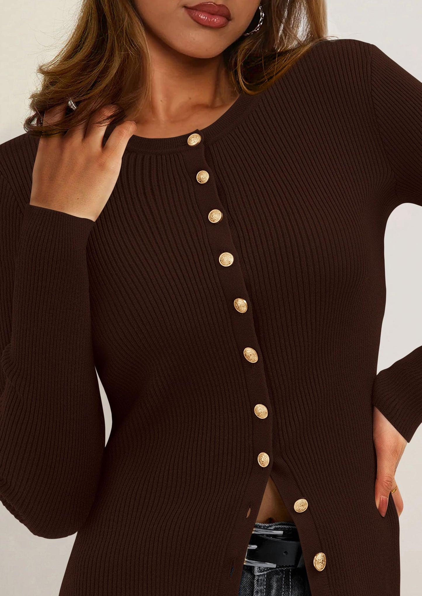 PRETTYGARDEN Womens Fall Cardigan Sweaters Lightweight Long Sleeve Button up Ribbed Knit Tops Winter Fashion Clothes