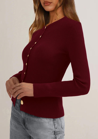 PRETTYGARDEN Womens Fall Cardigan Sweaters Lightweight Long Sleeve Button up Ribbed Knit Tops Winter Fashion Clothes