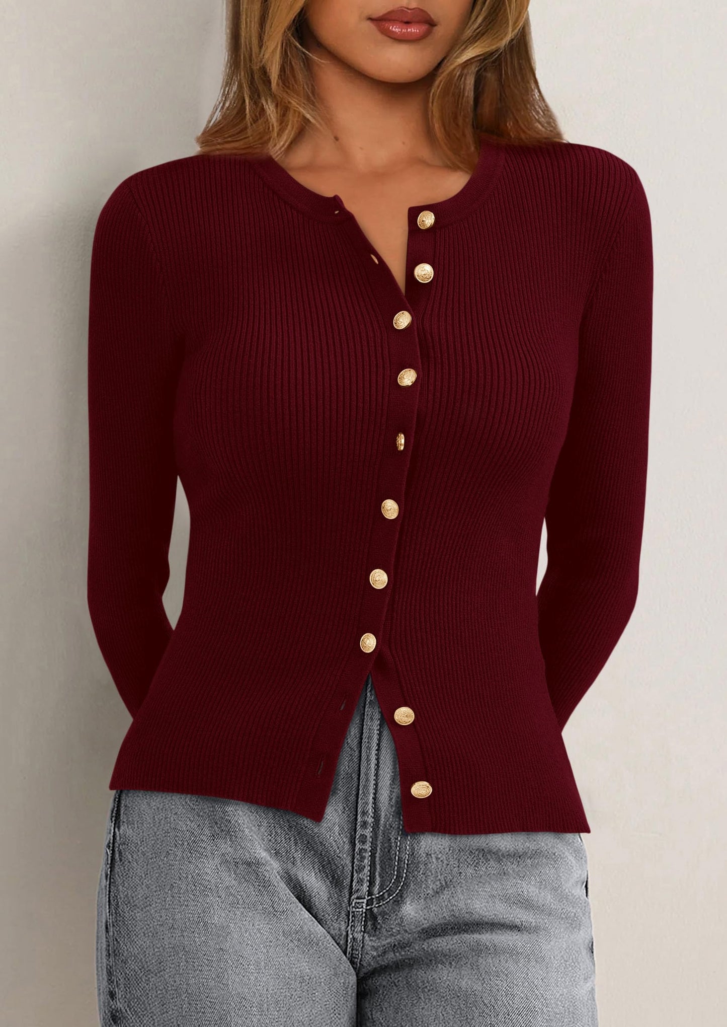 PRETTYGARDEN Womens Fall Cardigan Sweaters Lightweight Long Sleeve Button up Ribbed Knit Tops Winter Fashion Clothes