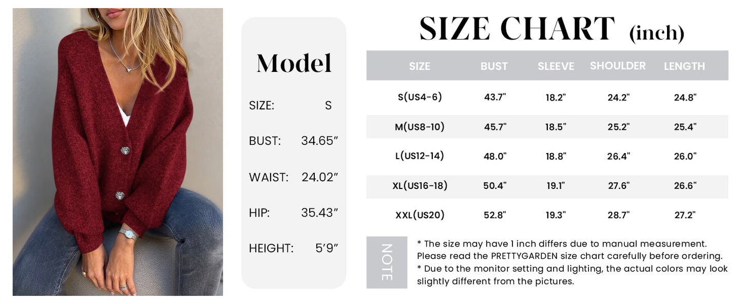 PRETTYGARDEN Cardigan Sweaters for Women Trendy Fall Long Sleeve Button Down Oversized Chunky Knit Sweater Outerwear