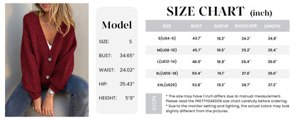 PRETTYGARDEN Cardigan Sweaters for Women Trendy Fall Long Sleeve Button Down Oversized Chunky Knit Sweater Outerwear