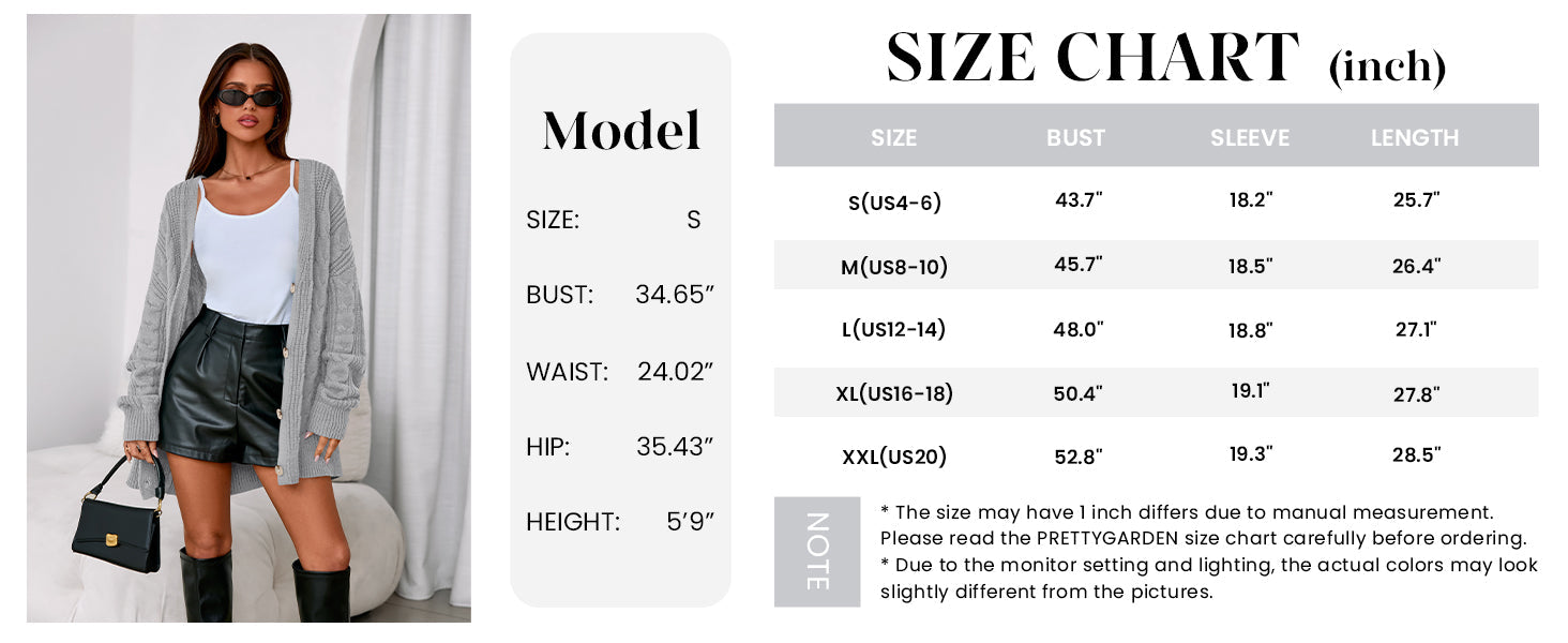 PRETTYGARDEN Women's Cable Knit Sweaters Fall Oversized Chunky Open Front Long Sleeve Cardigan Winter Coats