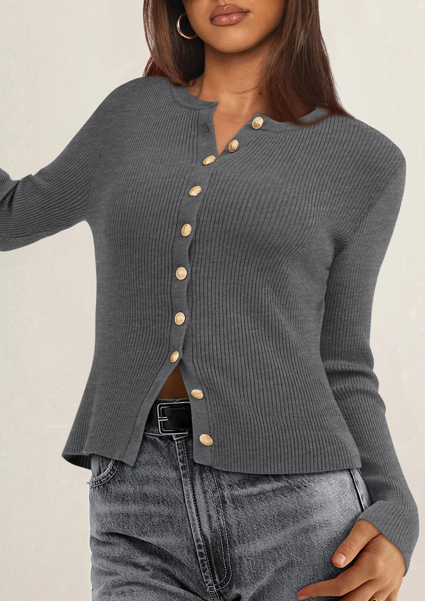 PRETTYGARDEN Womens Fall Cardigan Sweaters Lightweight Long Sleeve Button up Ribbed Knit Tops Winter Fashion Clothes