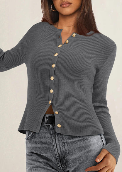 PRETTYGARDEN Womens Fall Cardigan Sweaters Lightweight Long Sleeve Button up Ribbed Knit Tops Winter Fashion Clothes