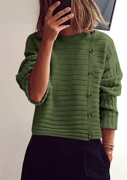 PRETTYGARDEN Womens Sweaters Fall Casual Long Sleeve Crewneck Button Loose Winter Knit Pullover Sweater Tops