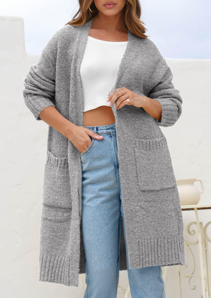 PRETTYGARDEN Fall Long Sleeve Cardigan Sweaters for Women Trendy Winter Open Front Loose Knitted Cardigans with Pockets