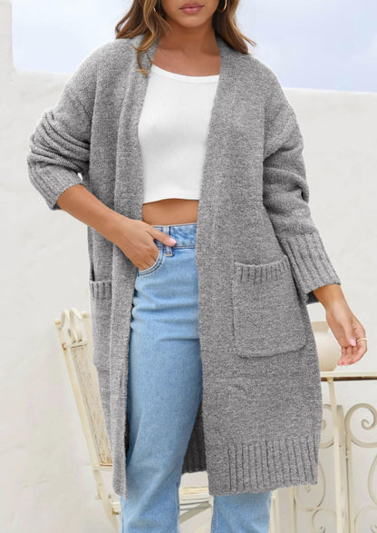 PRETTYGARDEN Fall Long Sleeve Cardigan Sweaters for Women Trendy Winter Open Front Loose Knitted Cardigans with Pockets