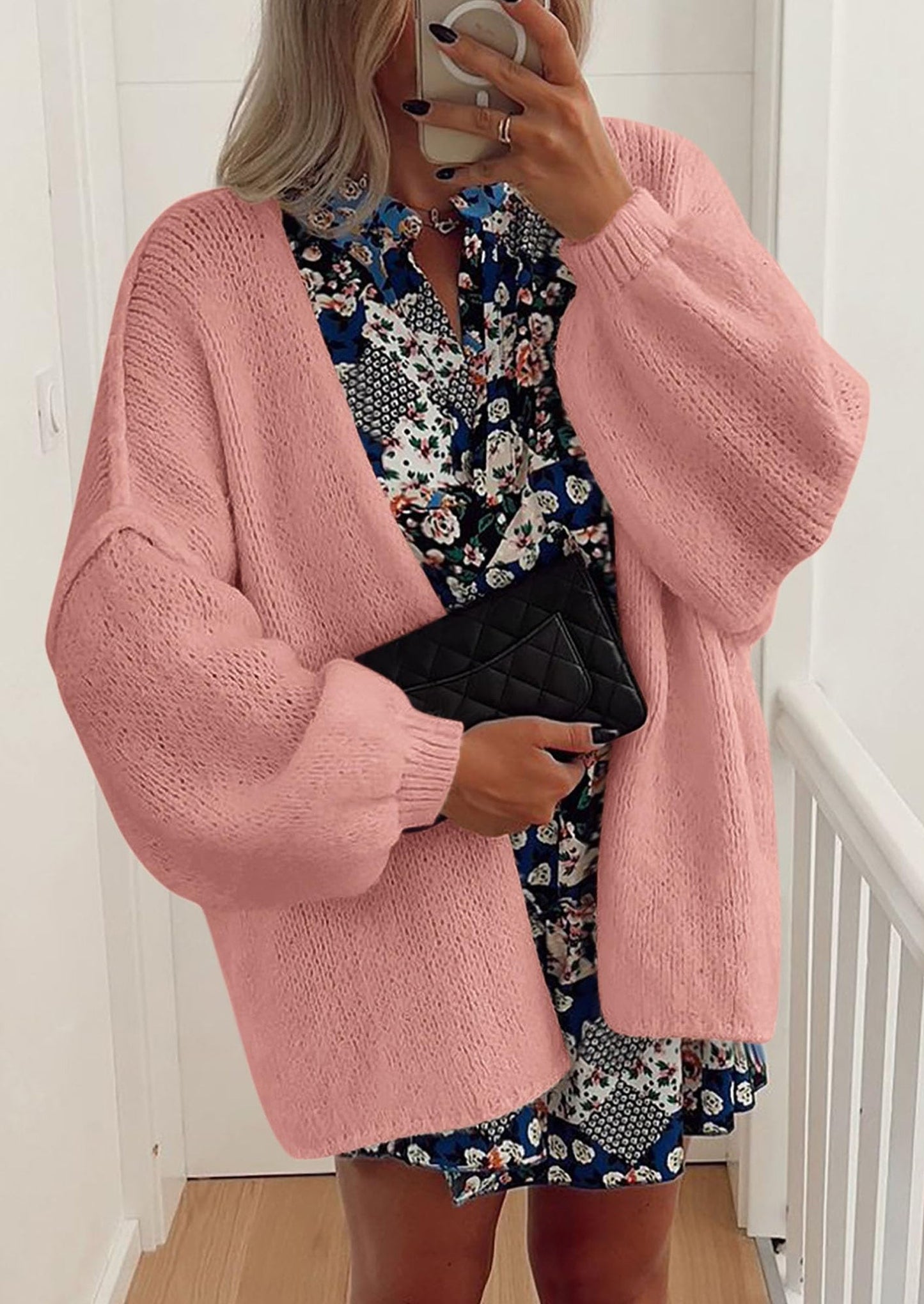 PRETTYGARDEN Womens Oversized Cardigan Sweaters Fall Long Lantern Sleeve Knit Open Front Lightweight Sweater