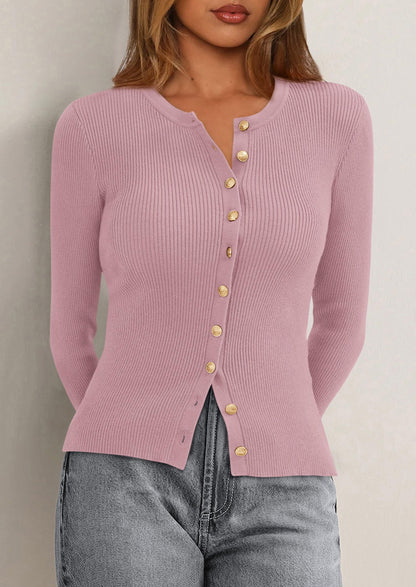 PRETTYGARDEN Womens Fall Cardigan Sweaters Lightweight Long Sleeve Button up Ribbed Knit Tops Winter Fashion Clothes