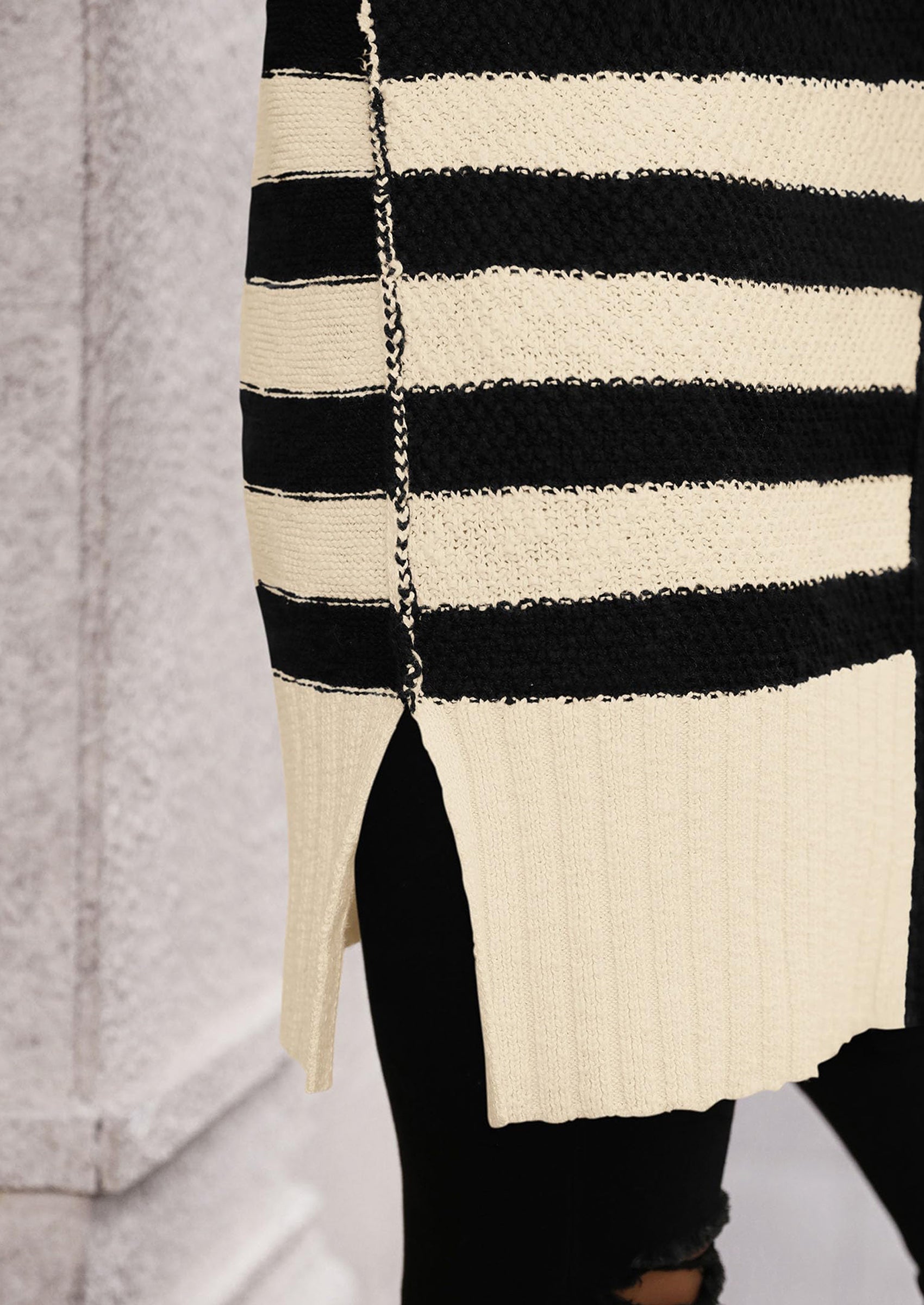 PRETTYGARDEN Women's Winter Striped Cardigan Sweaters Long Sleeve Button Down Open Front Chunky Knit Oversized Sweater Coat