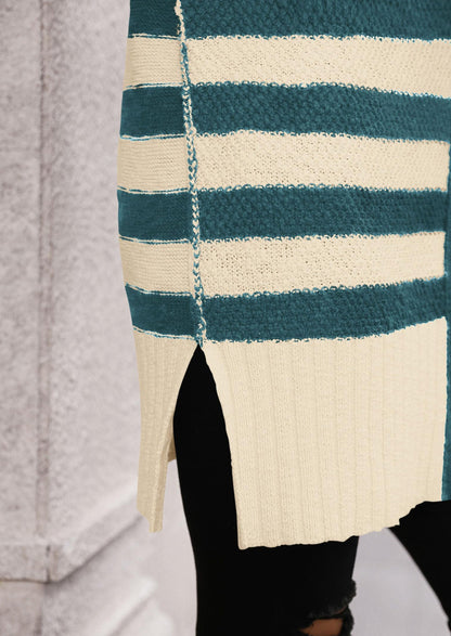 PRETTYGARDEN Women's Winter Striped Cardigan Sweaters Long Sleeve Button Down Open Front Chunky Knit Oversized Sweater Coat