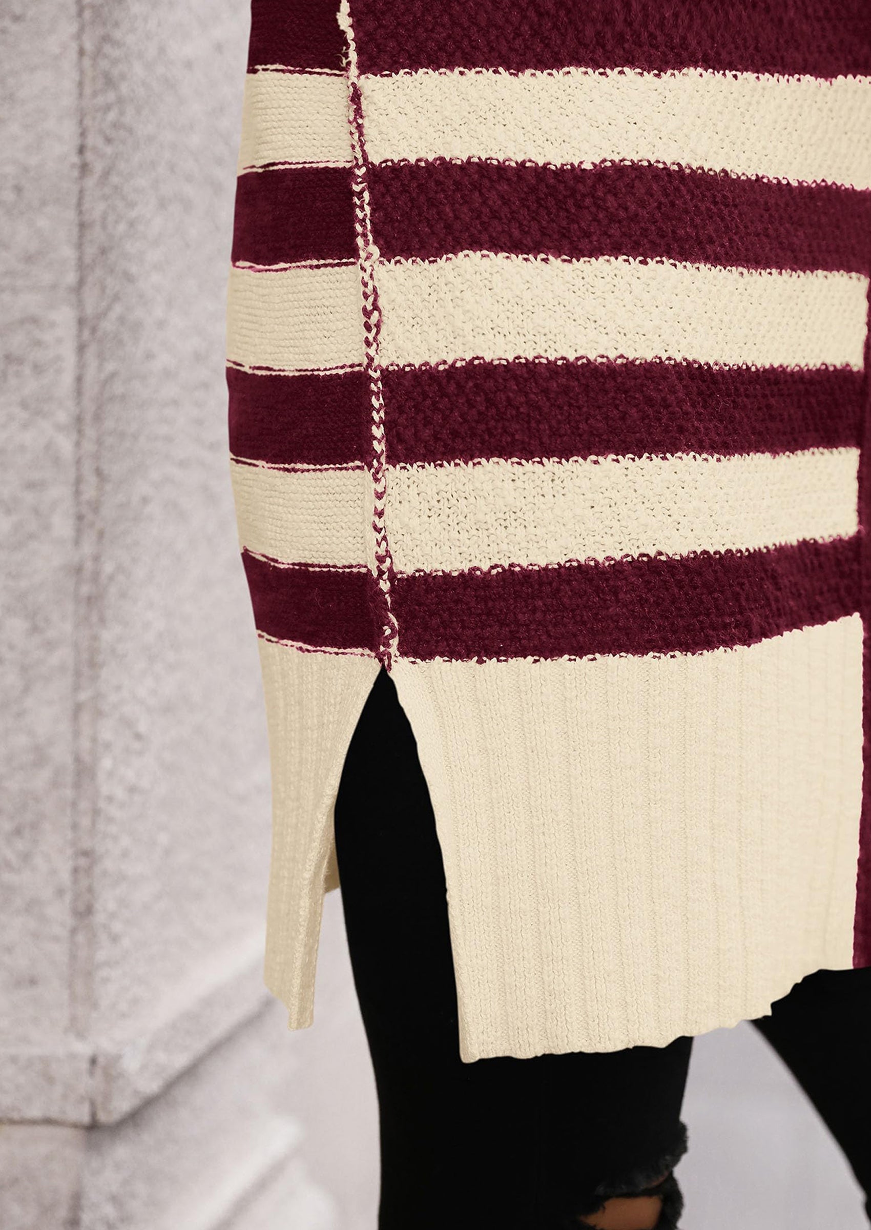 PRETTYGARDEN Women's Winter Striped Cardigan Sweaters Long Sleeve Button Down Open Front Chunky Knit Oversized Sweater Coat