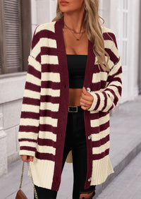 Striped Beige Wine Red