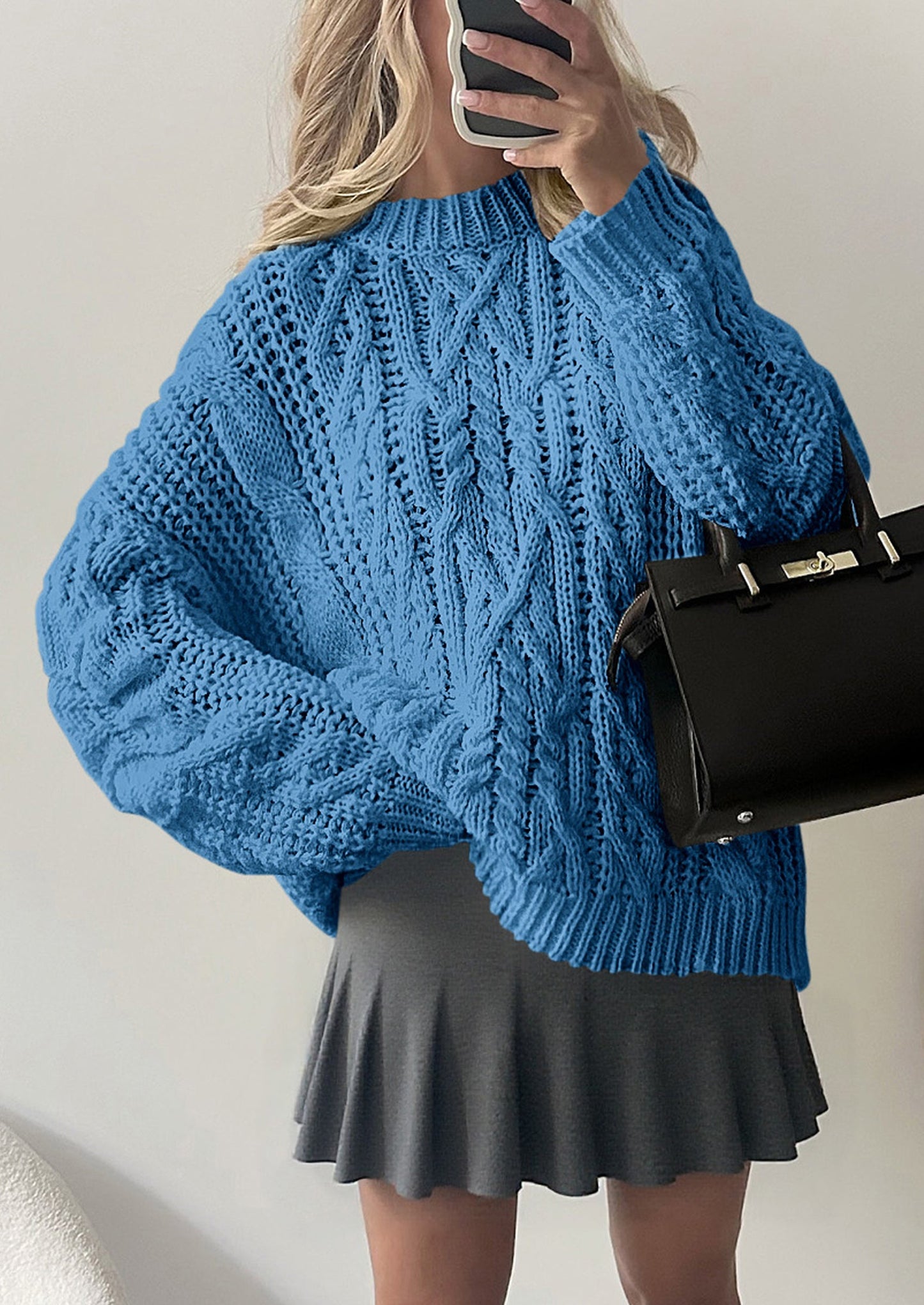 PRETTYGARDEN Women's Oversized Fall Sweaters Casual Long Sleeve Crewneck Chunky Cable Knit Pullover Tops Winter Clothes