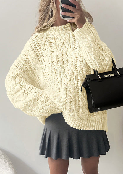 PRETTYGARDEN Women's Oversized Fall Sweaters Casual Long Sleeve Crewneck Chunky Cable Knit Pullover Tops Winter Clothes