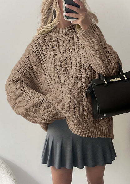 PRETTYGARDEN Women's Oversized Fall Sweaters Casual Long Sleeve Crewneck Chunky Cable Knit Pullover Tops Winter Clothes