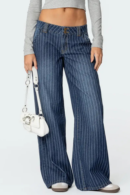 Vintage Pinstripe Wide Leg Jeans