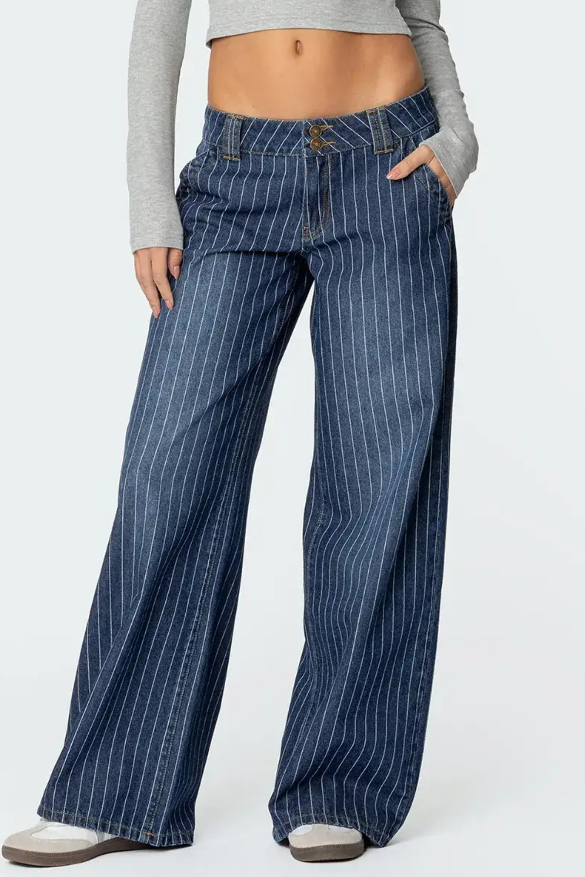 Vintage Pinstripe Wide Leg Jeans