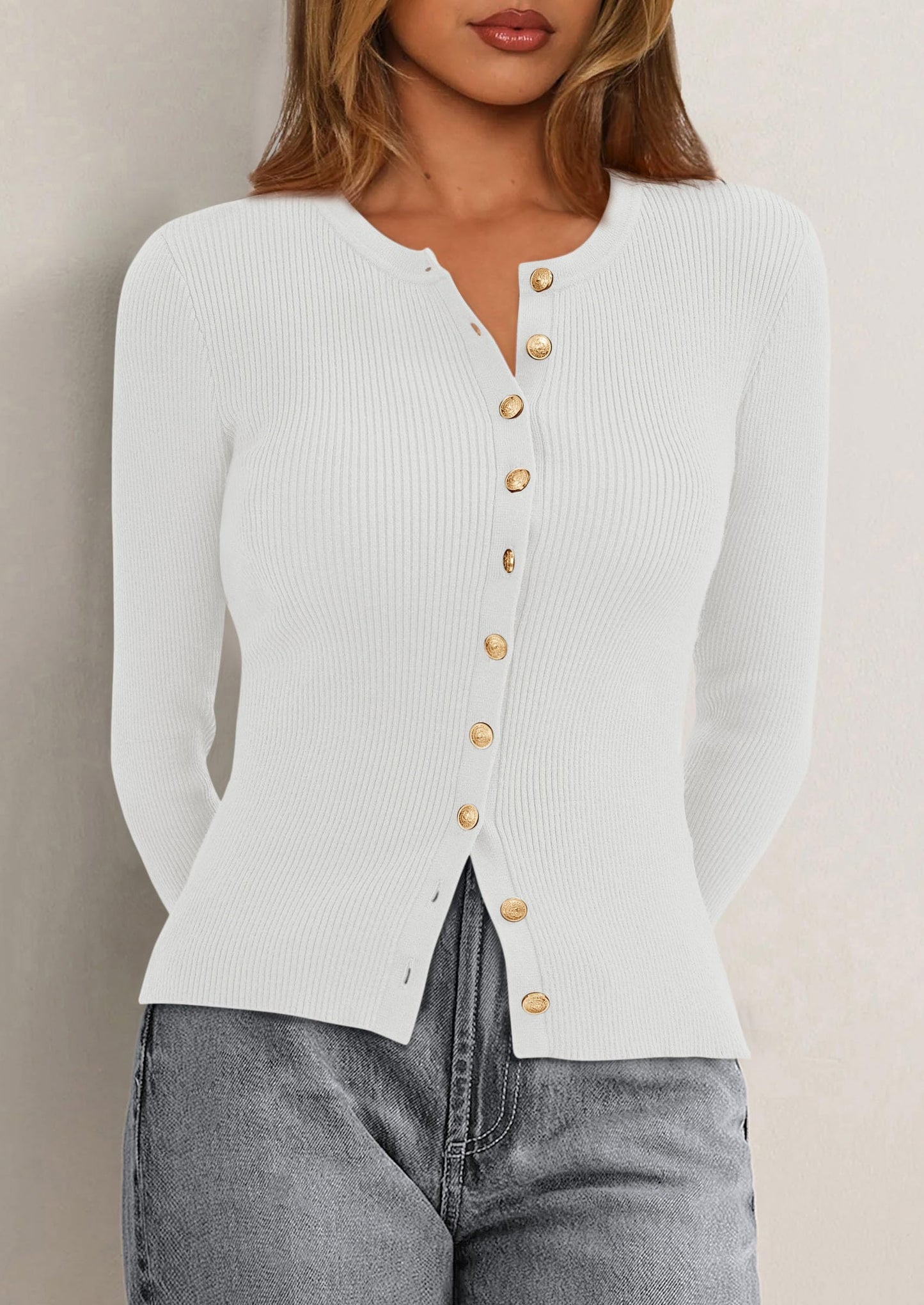 PRETTYGARDEN Womens Fall Cardigan Sweaters Lightweight Long Sleeve Button up Ribbed Knit Tops Winter Fashion Clothes