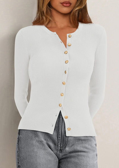 PRETTYGARDEN Womens Fall Cardigan Sweaters Lightweight Long Sleeve Button up Ribbed Knit Tops Winter Fashion Clothes