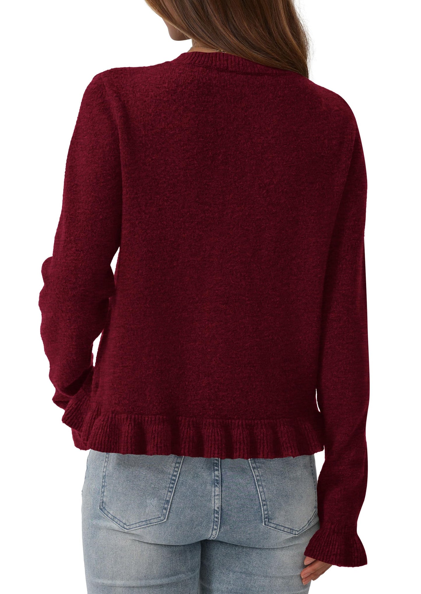 PRETTYGARDEN Womens Fall Button Down Cardigans Chunky Knit Ruffle Open Front Cropped Cardigan Sweaters Soft Long Sleeve Tops