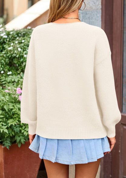 PRETTYGARDEN Women's Tie Front Bow Cardigan Sweaters Chunky Knit Long Puff Sleeve Trendy Fall Winter Jacket Coats