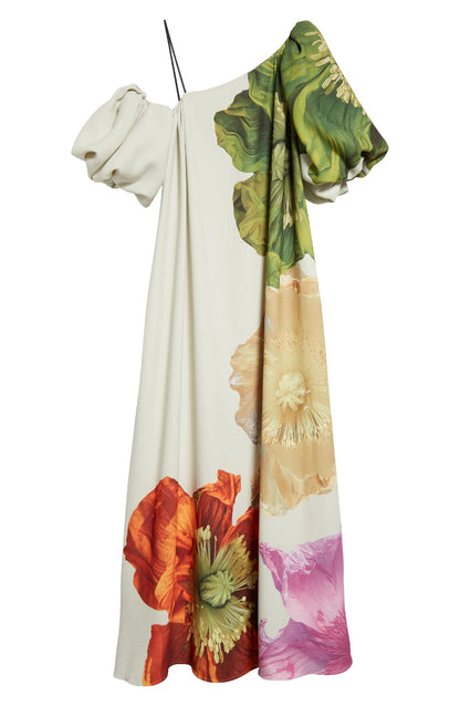 One Shoulder Floral Print Maxi Dress