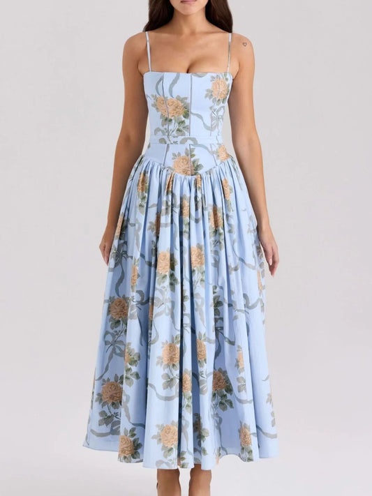 Floral Print Square Neck Cami Maxi Dress