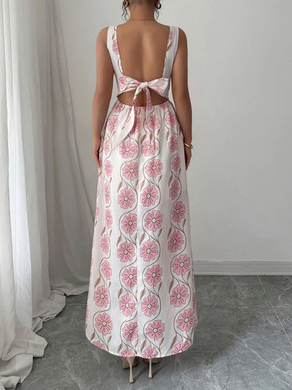 Floral Print Sleeveless Maxi Dress